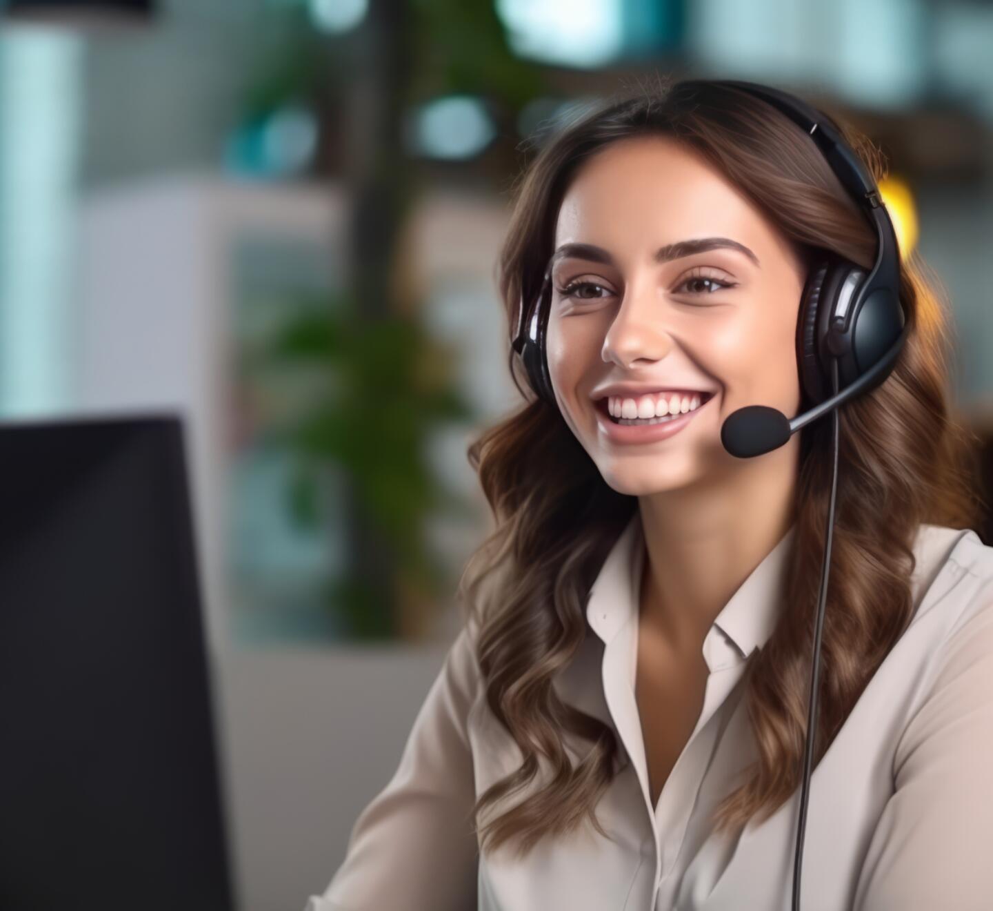 Portrait of a woman working in customer service at a call center