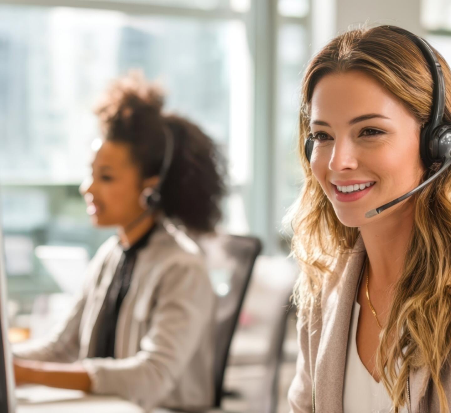 The smiling call center agent providing exceptional customer support and assistance