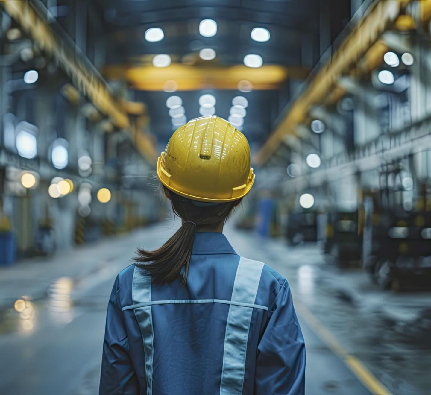 Worker in yellow hard hat