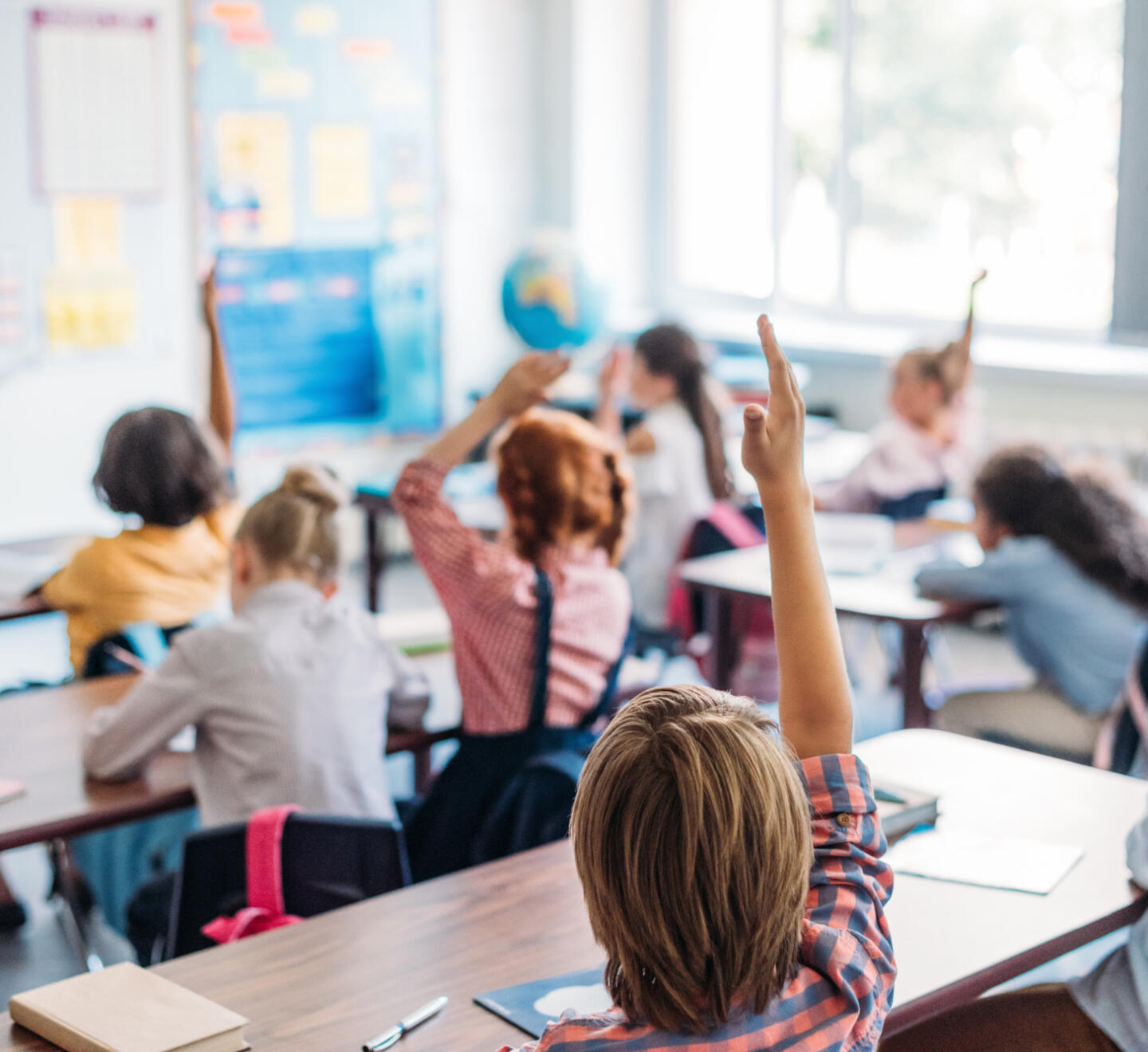 Kids during lesson in classroom