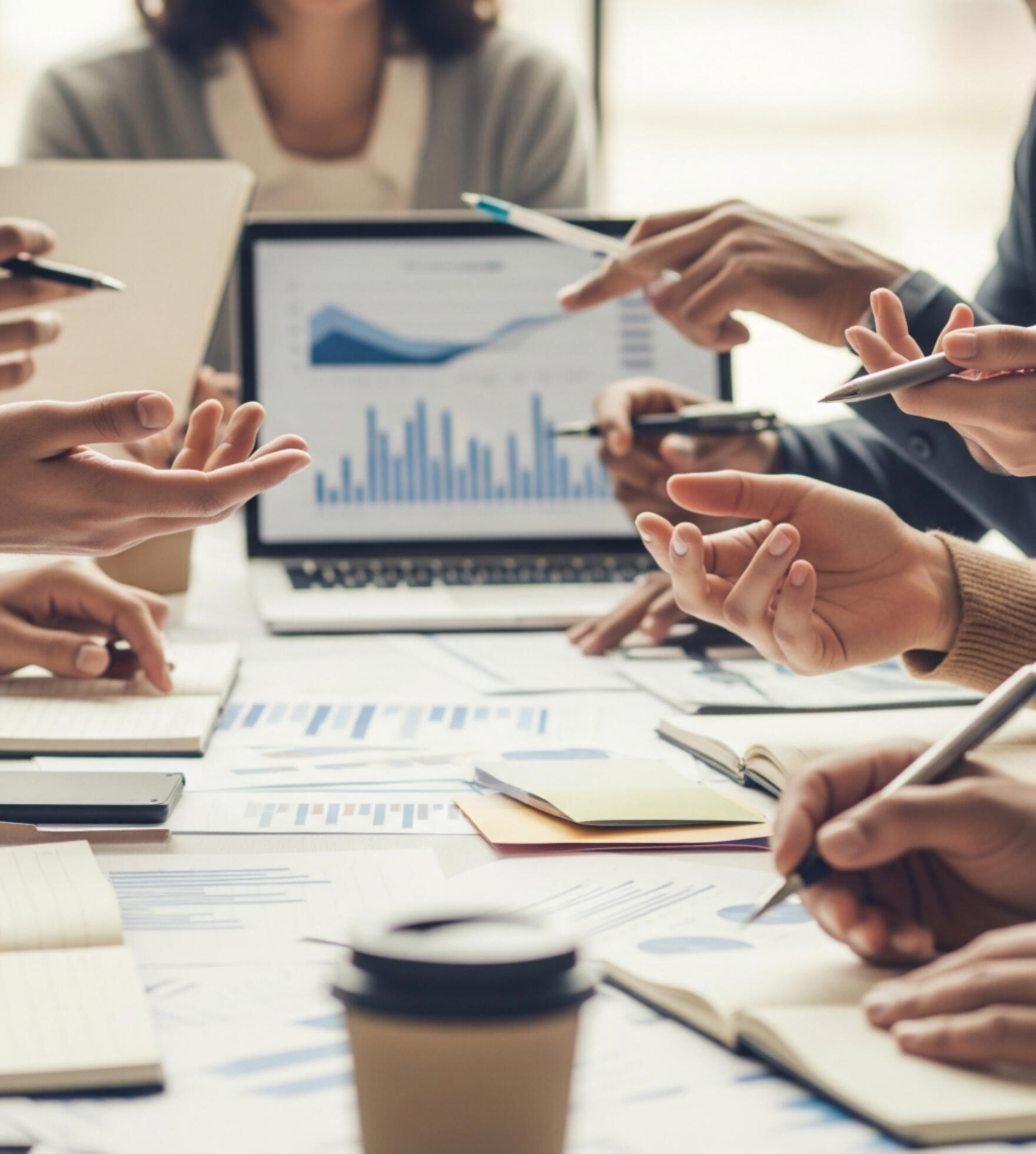 Business team managing structured back-office outsourcing processes