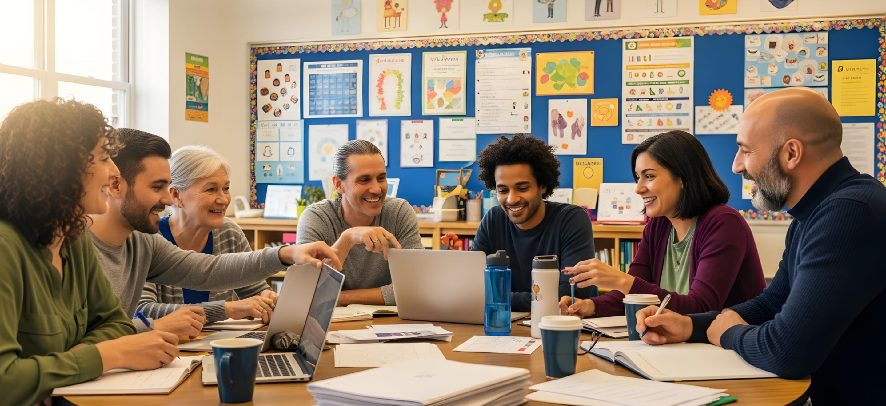 Teachers in staff meeting