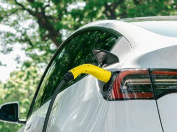 Electric vehicle charging at EV charge point