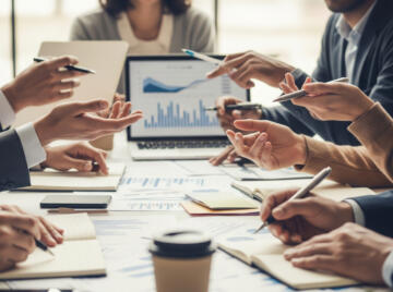 Business team managing structured back-office outsourcing processes