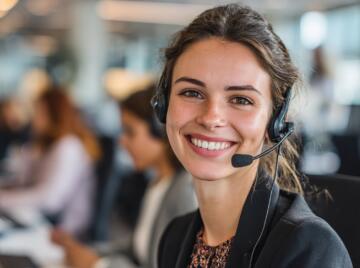 Smiling customer service representative