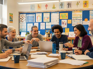 Teachers in staff meeting