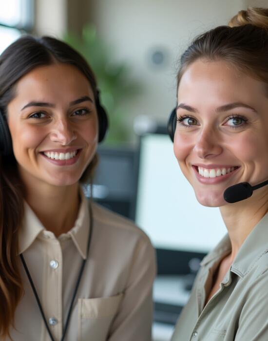 Shot of two female customer care workers in their office