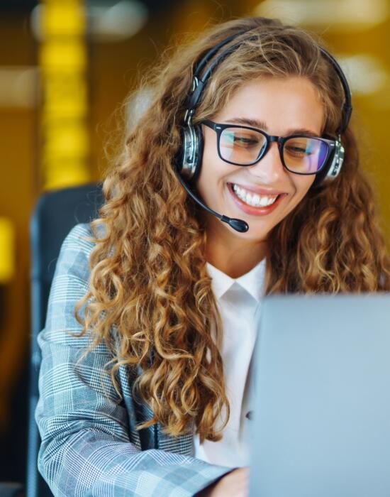 Call centre operator handling customer enquiries