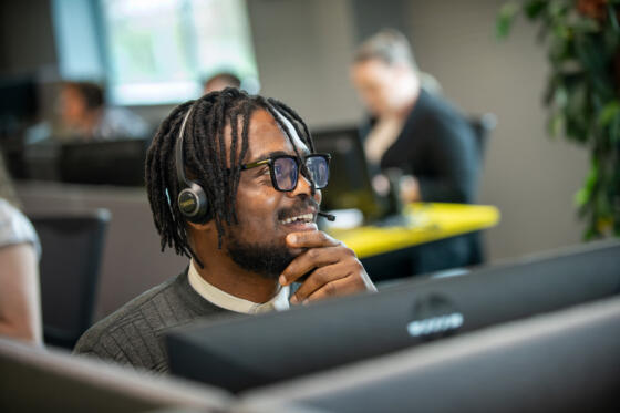 Lemon Contact Centre operator wearing headset for call handling