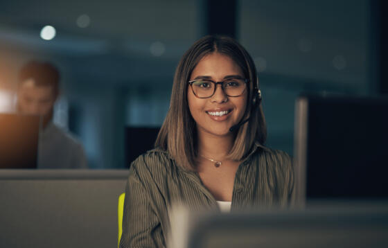 Contact centre agent at night