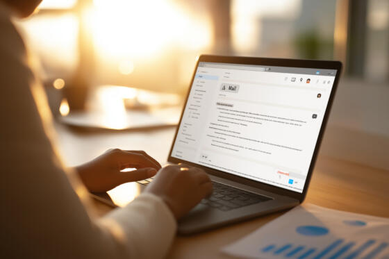 Person on laptop checking email