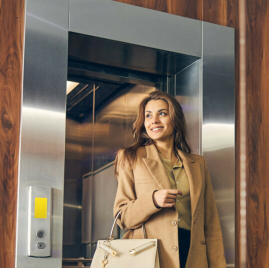 Woman leaving lift