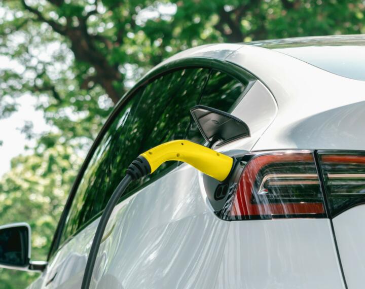 Electric vehicle charging at EV charge point
