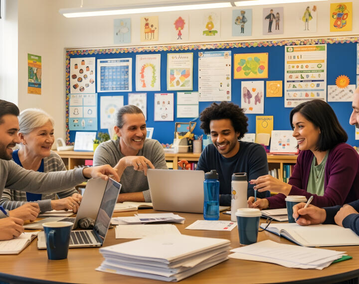 Teachers in staff meeting