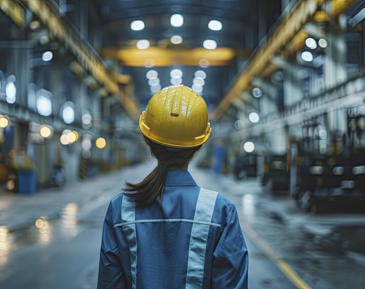 Worker in yellow hard hat