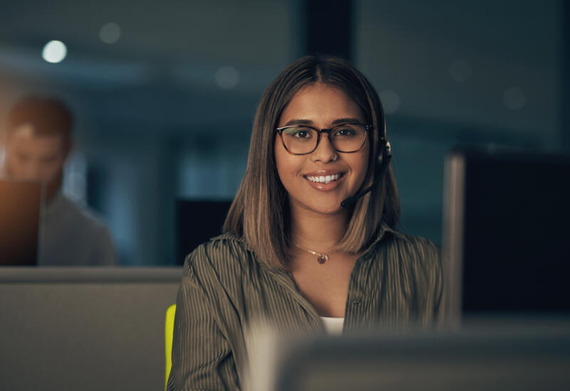 Contact centre agent at night