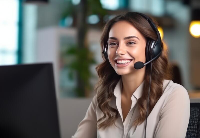 Portrait of a woman working in customer service at a call center