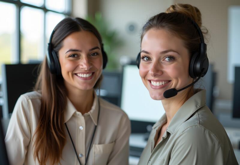 Shot of two female customer care workers in their office