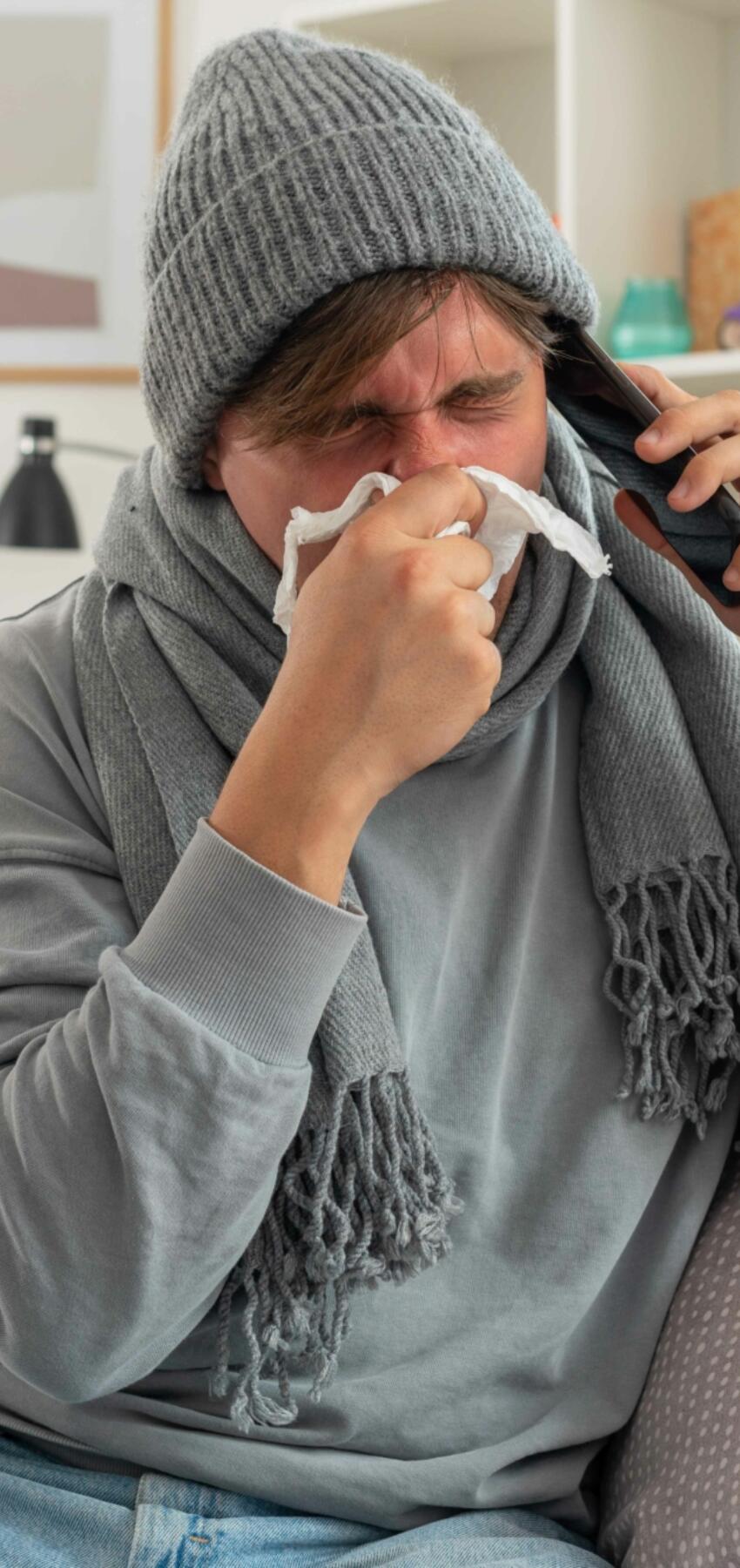 Person phoning to report a sickness absence