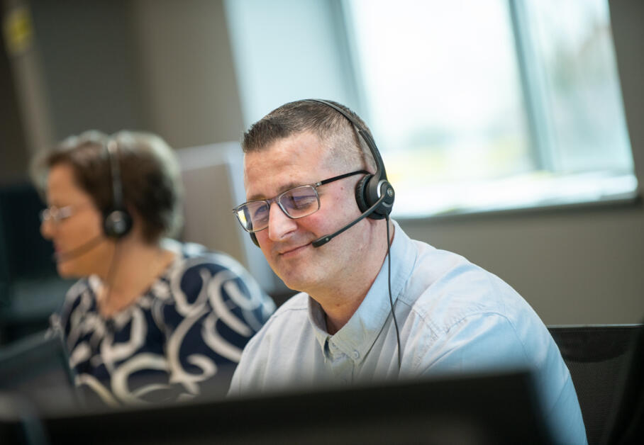 Lemon Contact Centre operator wearing headset for call handling